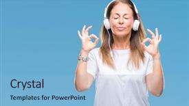  Presentation with yoga and meditation - Slide set with relax and smiling with eyes background and a light blue colored foreground