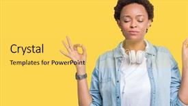  Presentation with african american in technology - Colorful presentation theme enhanced with relax and smiling with eyes backdrop and a yellow colored foreground