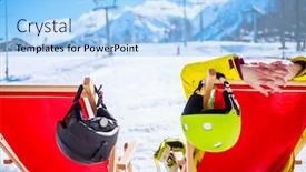  Presentation with skiing - Colorful slide set enhanced with relax in mountains after skiing backdrop and a light blue colored foreground