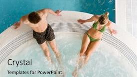  Presentation with swimming pool - Beautiful PPT layouts featuring relax in swimming pool sitting backdrop and a  colored foreground