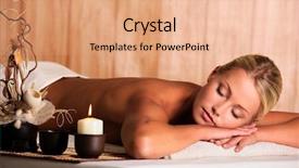  Presentation with beautiful young woman getting face - PPT theme enhanced with relax in the spa salon background and a  colored foreground