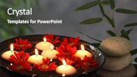  Presentation with flicking candles - Cool new slide deck with relax massage harmony - aromatic candles and red daisy backdrop and a dark gray colored foreground