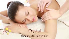  Presentation with treatment - Amazing PPT theme having relax massage harmony - attractive woman getting spa treatment backdrop and a  colored foreground