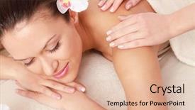  Presentation with treatment - Slides with relax massage harmony - attractive woman getting spa treatment background and a lemonade colored foreground