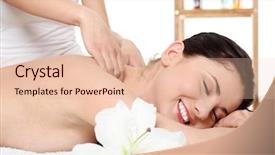  Presentation with spa for seniors - Theme with relax massage harmony - attractive young woman getting spa background and a  colored foreground