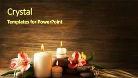  Presentation with spa stones leaves - PPT theme having relax massage harmony - beautiful composition with candles background and a wine colored foreground