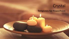  Presentation with candles - Colorful PPT theme enhanced with relax massage harmony - spa set with candles backdrop and a coral colored foreground