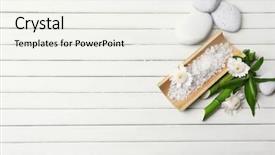  Presentation with harmony - Audience pleasing theme consisting of relax massage harmony - spa setting on wooden background backdrop and a sky blue colored foreground