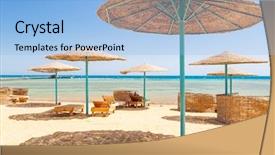  Presentation with egypt - PPT theme enhanced with relax under parasol on the beach of red sea egypt background and a light blue colored foreground