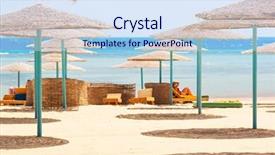  Presentation with egypt - Presentation theme featuring relax under parasol on the beach of red sea egypt background and a sky blue colored foreground