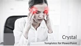  Presentation with pain - Audience pleasing PPT theme consisting of relaxation office massage - highlighted pain against businesswoman suffering backdrop and a white colored foreground