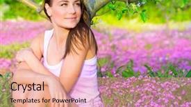  Presentation with apple trees are blooming pink - Amazing slide set having relaxation outdoors in spring time backdrop and a coral colored foreground