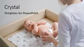  Presentation with familly getting a new born baby - Amazing presentation having relaxation techniques - baby boy getting a massage backdrop and a light gray colored foreground