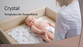  Presentation with familly getting a new born baby - Presentation theme consisting of relaxation techniques - baby boy getting a massage background and a light gray colored foreground