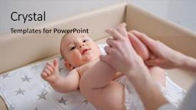  Presentation with familly getting a new born baby - Presentation theme featuring relaxation techniques - baby boy getting a massage background and a mint green colored foreground