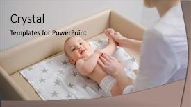  Presentation with familly getting a new born baby - Presentation enhanced with relaxation techniques - baby boy getting a massage background and a mint green colored foreground