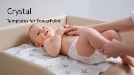  Presentation with baby - PPT theme consisting of relaxation techniques - baby boy getting a massage background and a light gray colored foreground