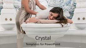  Presentation with foam - Slide deck featuring relaxation techniques - beautiful woman lying down background and a light gray colored foreground