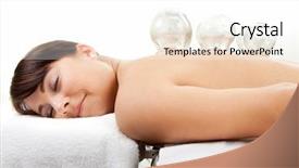  Presentation with chest - Beautiful PPT theme featuring relaxation techniques - female laying on chest backdrop and a white colored foreground