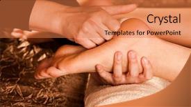 Presentation with foot massage - Beautiful PPT layouts featuring relaxation techniques - foot massage technique backdrop and a coral colored foreground