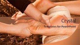  Presentation with foot massage - PPT layouts having relaxation techniques - foot massage technique background and a coral colored foreground