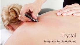  Presentation with acupuncture - Amazing theme having relaxation techniques - woman receiving gua sha acupuncture backdrop and a lemonade colored foreground