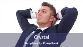  Presentation with business man climbs up to the top of 3d success stairs steps - Audience pleasing PPT theme consisting of relaxed and dreaming business man backdrop and a  colored foreground