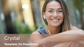  Presentation with urban - Colorful slides enhanced with relaxed-and-happy-woman backdrop and a coral colored foreground