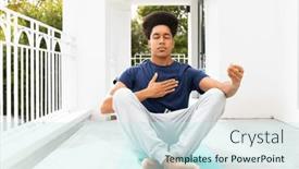  Presentation with healthy-lifestyle - Presentation theme featuring relaxed-biracial-man-practicing-yoga and a  colored foreground