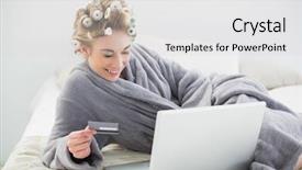  Presentation with hair dressing - Slide set consisting of relaxed blonde woman in hair background and a light gray colored foreground