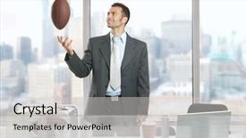  Presentation with front office - Audience pleasing PPT theme consisting of office windows playing with football backdrop and a light gray colored foreground