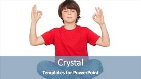  Presentation with yoga kids - Audience pleasing theme consisting of relaxed child practicing yoga backdrop and a teal colored foreground