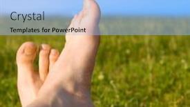  Presentation with grass - PPT theme consisting of relaxed-foot-on-grass background and a light blue colored foreground