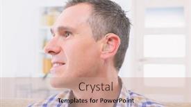  Presentation with hearing - Colorful PPT theme enhanced with relaxed-hearing-impaired-man backdrop and a coral colored foreground