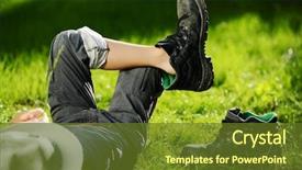  Presentation with grass meadow friendship youth - Slide deck having wearing father's big shoes background and a  colored foreground