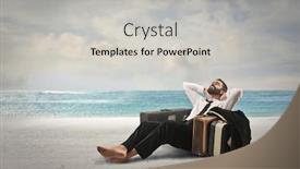  Presentation with man relaxing on massage table - Beautiful PPT theme featuring relaxed-man-at-the-seaside backdrop and a light gray colored foreground