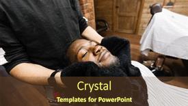  Presentation with mask - Slide deck with relaxed-man-enjoying-hot-towel background and a tawny brown colored foreground