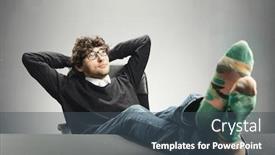  Presentation with socks - Audience pleasing slide set consisting of relaxed man sitting with his legs laying on the table showing his colorful socks backdrop and a ocean colored foreground