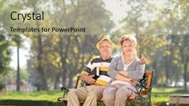  Presentation with lens - Amazing presentation design having relaxed mature couple enjoying a sunny day in park shot with atilt and a shift lens backdrop and a mint green colored foreground