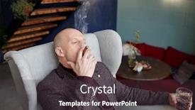  Presentation with whisky - PPT theme with relaxed-middle-aged-bald-man background and a dark gray colored foreground