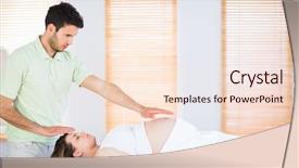  Presentation with pregnant woman - PPT theme enhanced with relaxed pregnant woman getting reiki background and a lemonade colored foreground