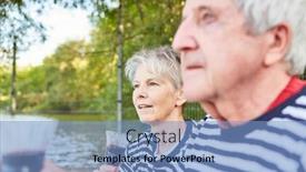  Presentation with senior citizen - Amazing slide deck having relaxed-senior-citizen-retired-couple backdrop and a light blue colored foreground