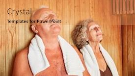  Presentation with healthy - Slide set featuring relaxed-senior-couple-enjoying background and a yellow colored foreground