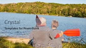  Presentation with rowing - Beautiful presentation theme featuring relaxed-senior-couple-sitting backdrop and a light blue colored foreground