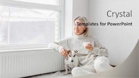  Presentation with serene - Presentation with relaxed-serene-adult-woman-near background and a light gray colored foreground