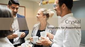  Presentation with coffee talk - PPT layouts consisting of relaxed-small-talk-over background and a coral colored foreground