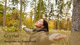  Presentation with breathing - Presentation design featuring relaxed-woman-doing-calm-breathing background and a  colored foreground