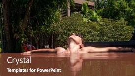  Presentation with ecotourism - Amazing theme having relaxed-woman-in-blue-swimming backdrop and a red colored foreground