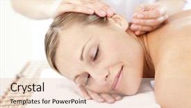  Presentation with acupuncture - Cool new presentation theme with relaxed woman receiving an acupuncture backdrop and a lemonade colored foreground