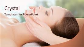  Presentation with face massage spa skin - Audience pleasing PPT layouts consisting of relaxed woman recieving face massage backdrop and a lemonade colored foreground